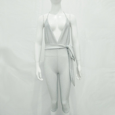 Γυναικεία ολόσωμη φόρμα χωρίς πλάτη σε λαιμόκοψη V-λαιμόκοψη Sexy Off Shoulder Bodycon φορμάκια Παντελόνια για πάρτι μέχρι τη γάμπα