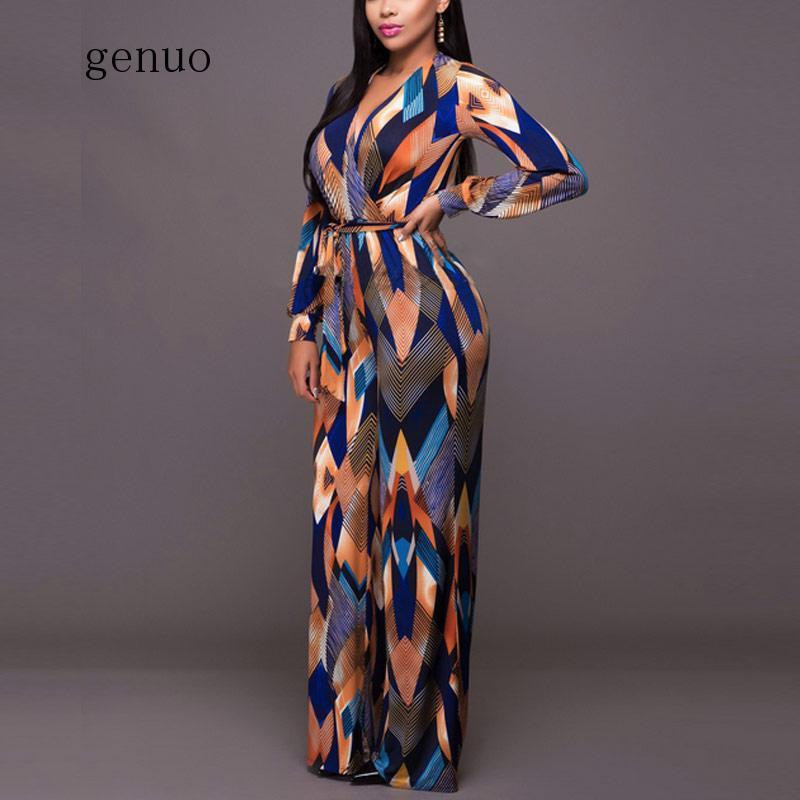 Moodne naiste lillemustriga kombinesoon pikkade varrukatega V-kaelusega mängukostüüm, pikad kombinesoonid OL peokombinesoonid