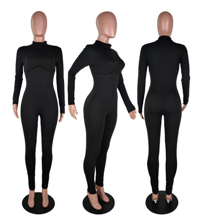 Ležerne dolčevite i fitness hlače za tijelo Ženski kombinezon Seksi hlače s olovkom dugih rukava uz rub Ružičasto crni kombinezon Ženska odjeća