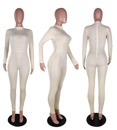 Ležerne dolčevite i fitness hlače za tijelo Ženski kombinezon Seksi hlače s olovkom dugih rukava uz rub Ružičasto crni kombinezon Ženska odjeća