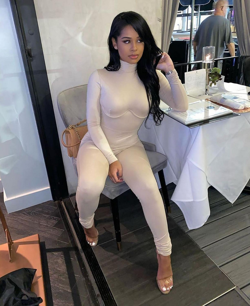 Ležerne dolčevite i fitness hlače za tijelo Ženski kombinezon Seksi hlače s olovkom dugih rukava uz rub Ružičasto crni kombinezon Ženska odjeća