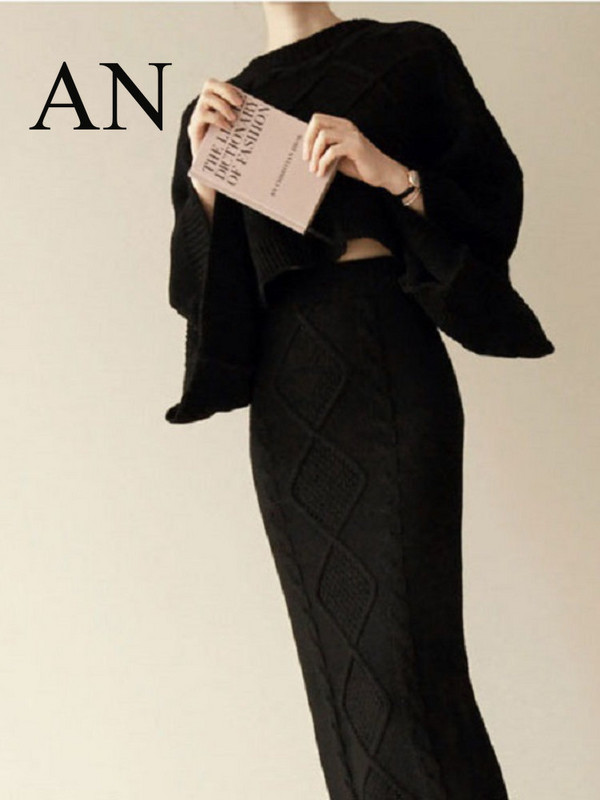 Πλεκτό κοστούμι φούστα (κορεάτικη έκδοση μόδας) Κοστούμι δύο τεμαχίων (γυναικείο 2022) Νέα φούστα μάλλινη παλτό φθινοπώρου και χειμώνα