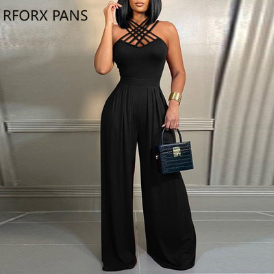 Ženski elegantni seksi formalni radni kombinezoni bez rukava s ravnim nogavicama