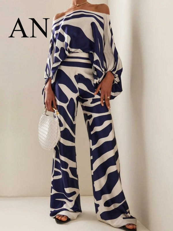 Kaheosaline naiste komplekt 2023 laia säärega pükste komplekt õhukeste õlgade jaoks, vabaaja püksid Kaheosalised elegantsed naiste komplektid püksikomplektid