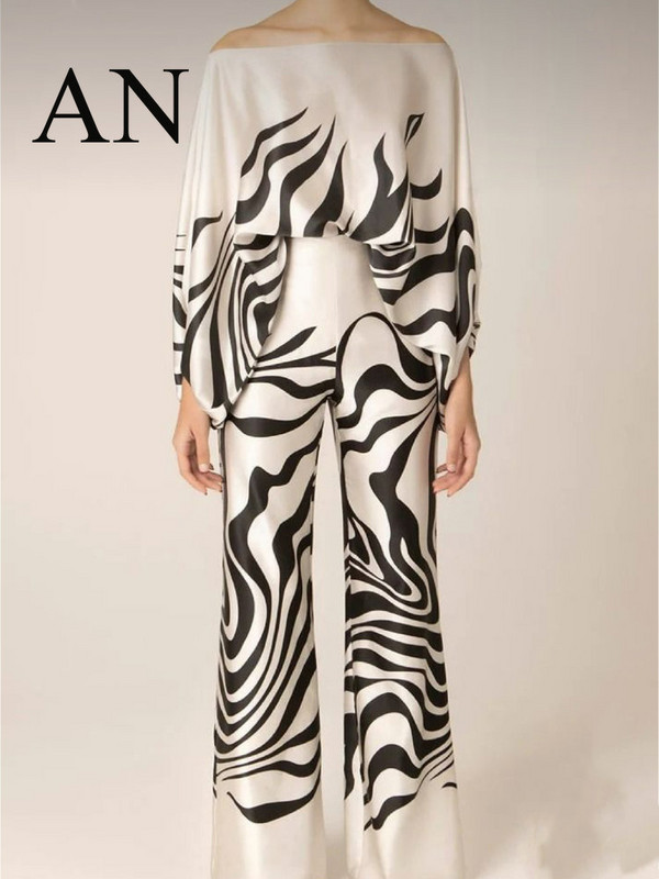 Kaheosaline naiste komplekt 2023 laia säärega pükste komplekt õhukeste õlgade jaoks, vabaaja püksid Kaheosalised elegantsed naiste komplektid püksikomplektid