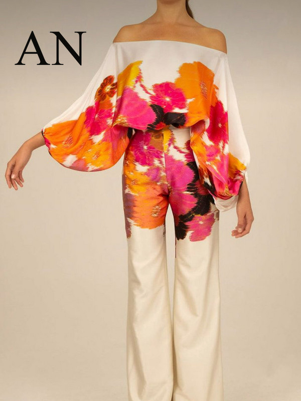 Kaheosaline naiste komplekt 2023 laia säärega pükste komplekt õhukeste õlgade jaoks, vabaaja püksid Kaheosalised elegantsed naiste komplektid püksikomplektid