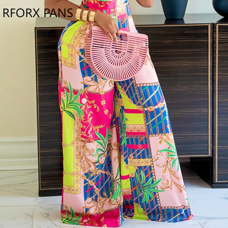 2023. Ženski elegantni ležerni kombinezoni širokih nogavica s dubokim V izrezom i trakama s lancem bez rukava za 2023.