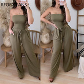 2023. Ženski elegantni kombinezon bez naramenica, bez rukava, plisirani, seksi kombinezon