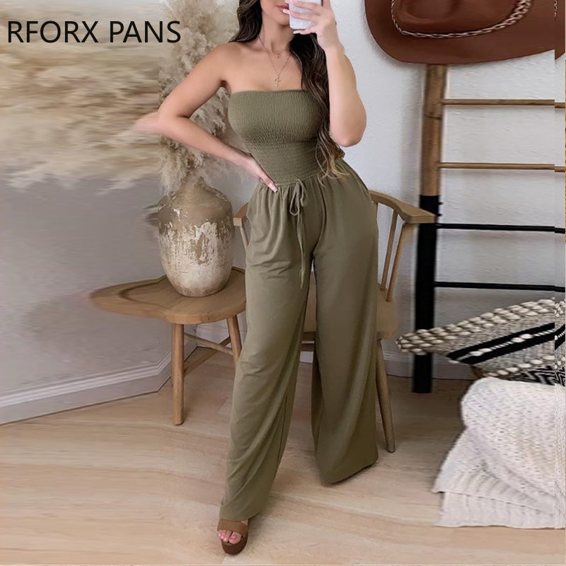 2023. Ženski elegantni kombinezon bez naramenica, bez rukava, plisirani, seksi kombinezon