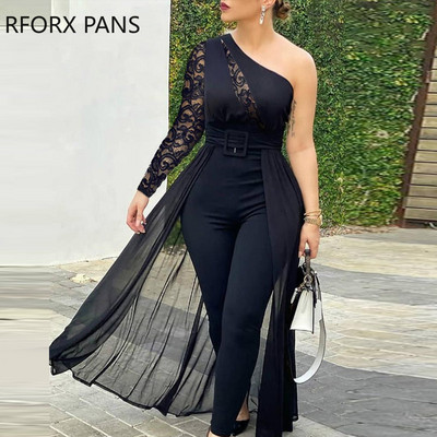 Naiste tugeva kontrastsusega võrgust ja pitsist plaaster Elegantne Daigonal kraega kõhn seksikas kombinesoon