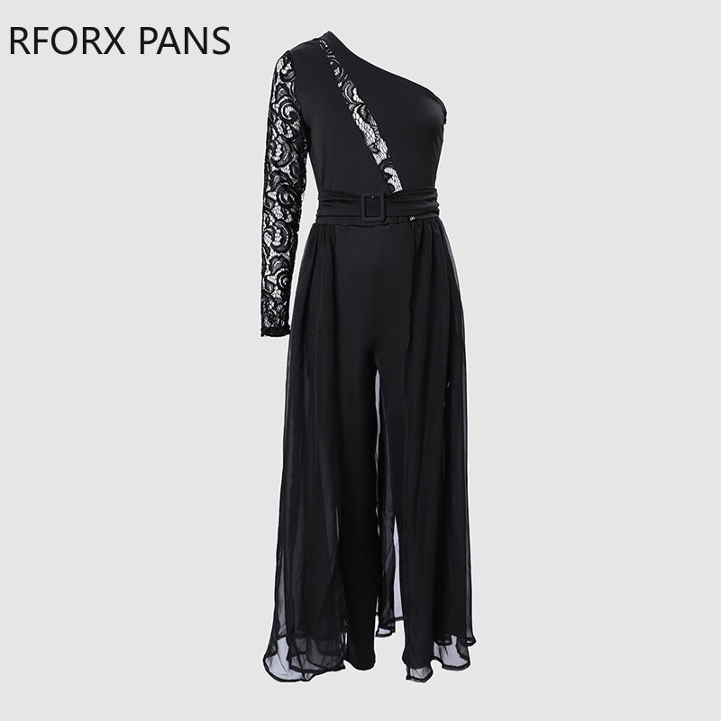 Naiste tugeva kontrastsusega võrgust ja pitsist plaaster Elegantne Daigonal kraega kõhn seksikas kombinesoon