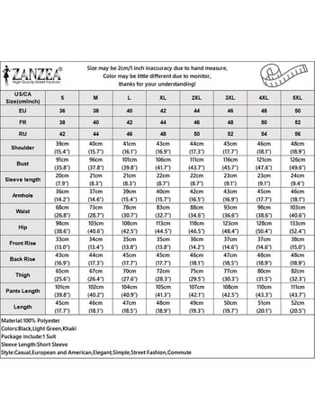 ZANZEA Модни градски анцузи Дамски блуза и панталони Летни къси горнища и панталони с къс ръкав Дамски ежедневни съвпадащи комплекти