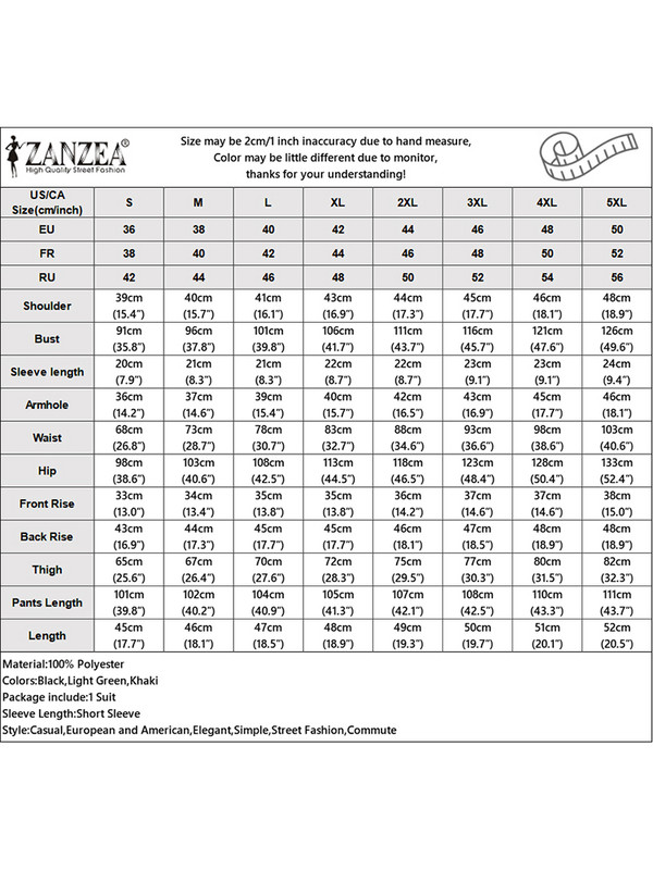 ZANZEA Fashion Urban dressid Naiste pluus ja püksid Suvised lühikeste varrukatega kärbitud topid ja püksid, Naiste vabaaja sobivad komplektid