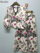 ZANZEA Jesenske trenirke s cvjetnim motivima Ženske boemske bluze Ležerne široke široke nogavice Kompleti hlača Ženski starinski kompleti s printom 2023.