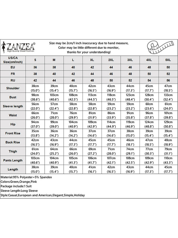 Naiste püksikomplektid Moodsad sasitud ebaregulaarsed topid, komplektid ZANZEA 2023. aasta sügispuhkuse kõrge vöökohaga pükstekomplektid Seksikas soliidne 2tk ülikond