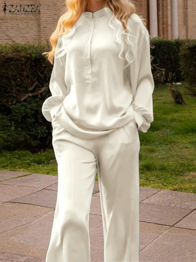 ZANZEA vintage pikkade varrukatega topside komplektid, 2-osalised pühadekomplektid, 2023. aasta sügisene naiste pükstekomplektid, vabaaja laia säärega pükste ülikonnad