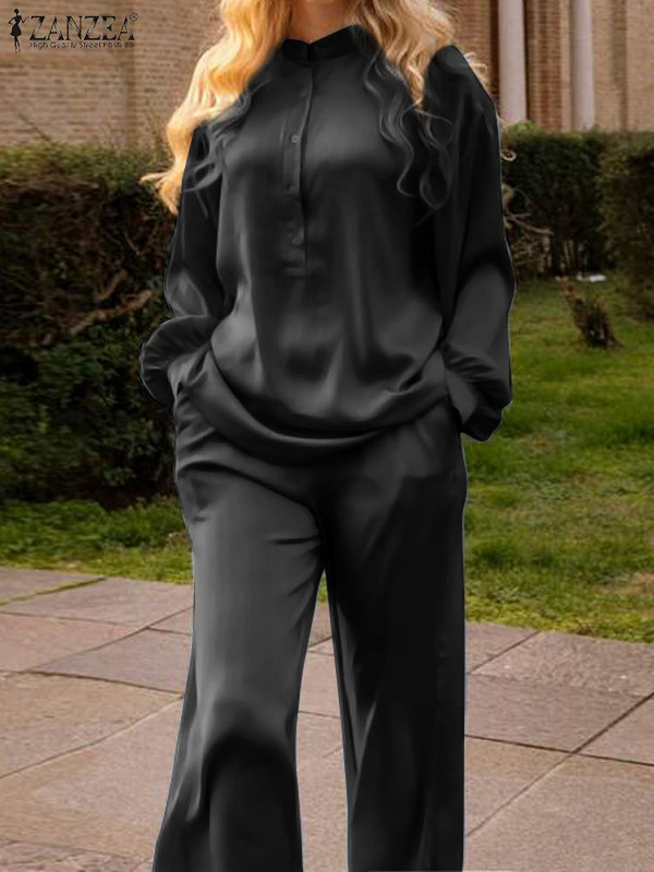 ZANZEA vintage pikkade varrukatega topside komplektid, 2-osalised pühadekomplektid, 2023. aasta sügisene naiste pükstekomplektid, vabaaja laia säärega pükste ülikonnad