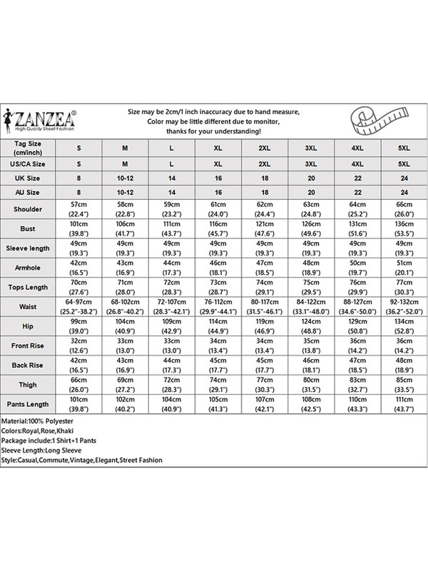 ZANZEA Ženski kompleti jednobojnih hlača od 2 komada Jesen 2023. Majice dugih rukava Široke hlače Odijelo s plisiranim odijelima Ležerna satenska svilena trenirka