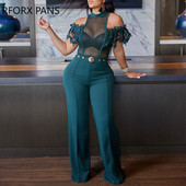 Naiste elegantne täisvõrgust lapiline pits, lühikeste varrukatega, nööpidega, seksikas sirge kombinesoon