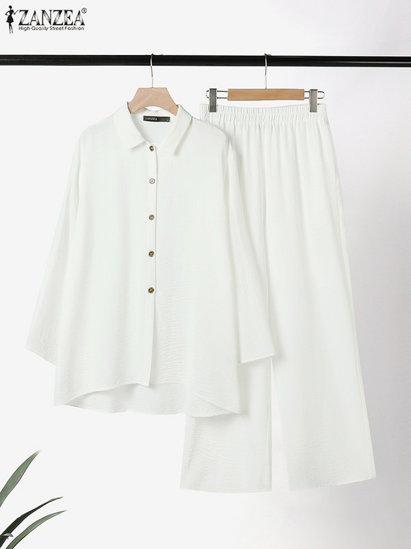 ZANZEA naiste massiivsed pükstekomplektid pühadeks, pikad pükste ülikonnad, 2023. aasta suvine 3/4 varrukatega revääriga topid, vabaaja 2-osalised linna dressid