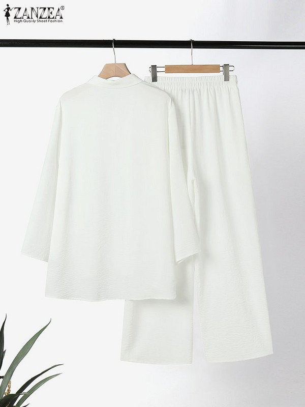 ZANZEA naiste massiivsed pükstekomplektid pühadeks, pikad pükste ülikonnad, 2023. aasta suvine 3/4 varrukatega revääriga topid, vabaaja 2-osalised linna dressid