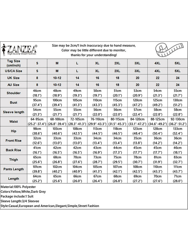 ZANZEA naiste massiivsed pükstekomplektid pühadeks, pikad pükste ülikonnad, 2023. aasta suvine 3/4 varrukatega revääriga topid, vabaaja 2-osalised linna dressid