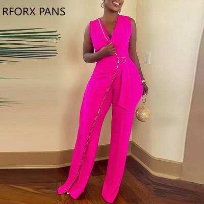 Ženski elegantni radni kombinezoni bez rukava s dubokim V izrezom bez rukava bez rukava