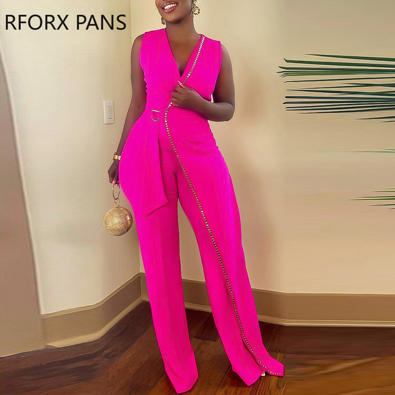 Ženski elegantni radni kombinezoni bez rukava s dubokim V izrezom bez rukava bez rukava