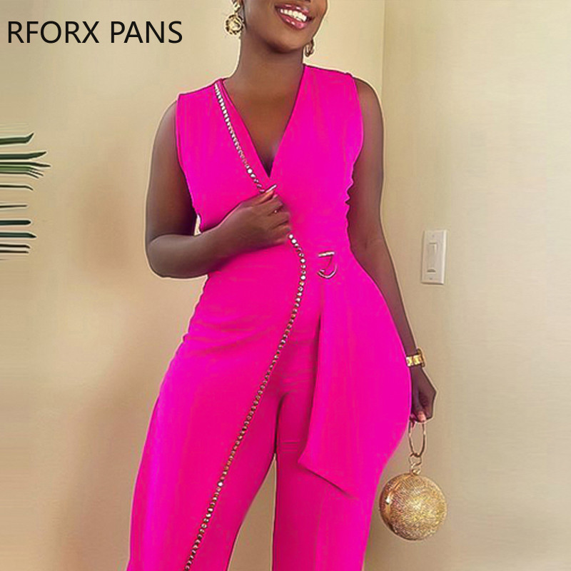 Ženski elegantni radni kombinezoni bez rukava s dubokim V izrezom bez rukava bez rukava