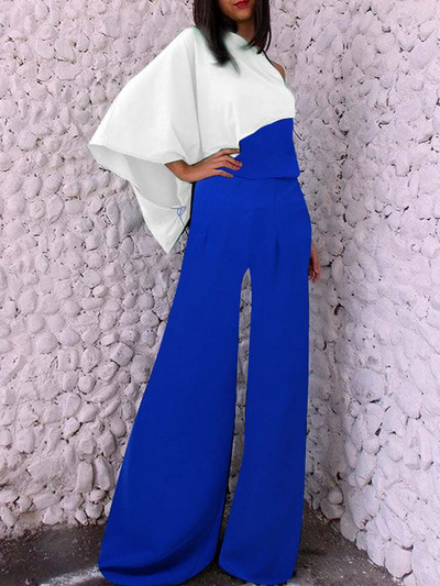 ZANZEA elegantsed kõrge vöökohaga laia säärega kombinesoonid Moodsad õlavardadeta kombinesoonid rätikuga Naiste suvevärvi blokeerivad pikad püksid