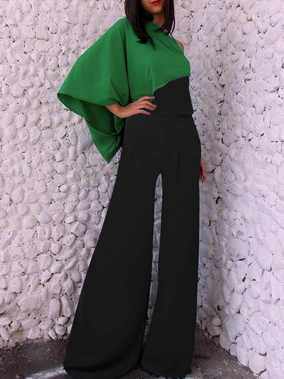 ZANZEA elegantsed kõrge vöökohaga laia säärega kombinesoonid Moodsad õlavardadeta kombinesoonid rätikuga Naiste suvevärvi blokeerivad pikad püksid