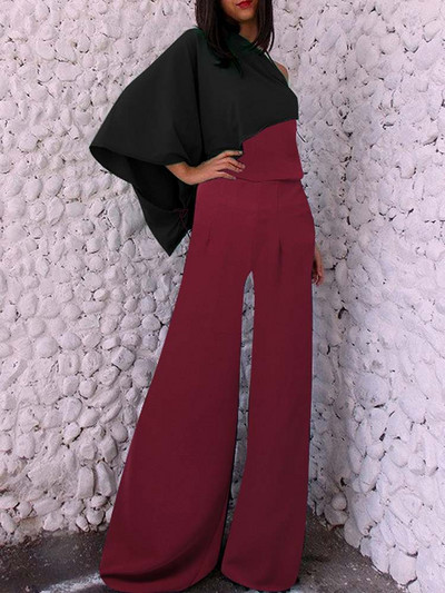 ZANZEA elegantsed kõrge vöökohaga laia säärega kombinesoonid Moodsad õlavardadeta kombinesoonid rätikuga Naiste suvevärvi blokeerivad pikad püksid