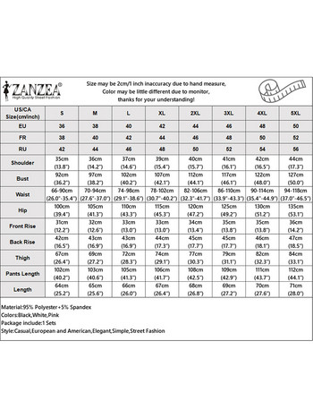 ZANZEA Модни комплекти панталони от 2 бр. Дамски розови жилетки Улични анцузи Елегантни панталони с еластична талия Летни подходящи комплекти