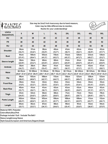 Елегантни комплекти от 2 бр. ZANZEA Дамски комплекти панталони Модни бандажни горнища с дълги ръкави Костюм Празничен анцуг с дълги панталони