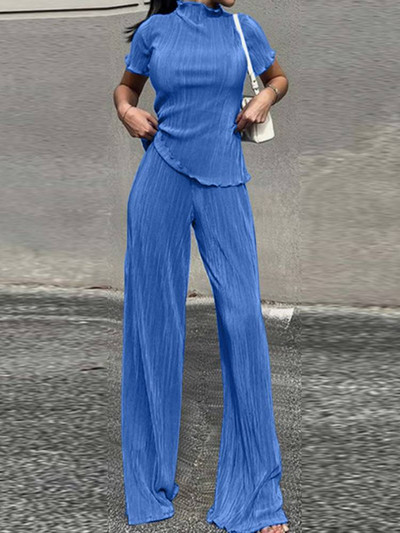 Ženska modna odjeća Ležerna plisirana majica kratkih rukava Kompleti od 2 komada ZANZEA 2023 Ljetna ulična odjeća Trenirke Visokog struka Hlače