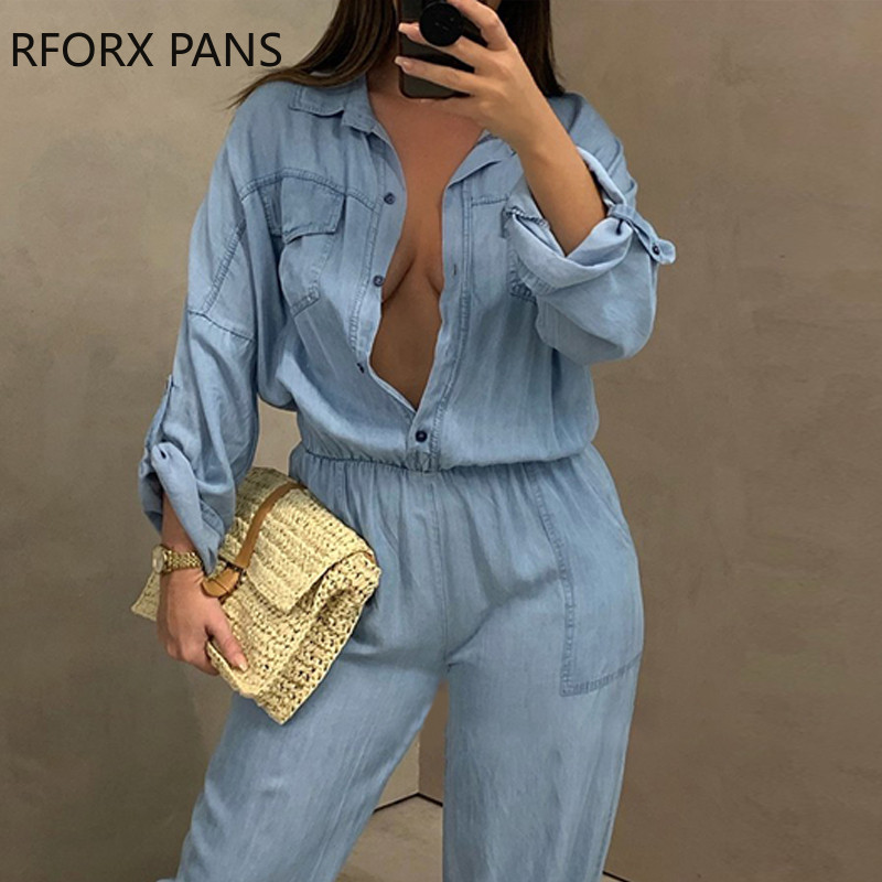 Ženski šik ležerni skraćeni traperice izdubljeni kargo BFstyle kombinezon dugih rukava