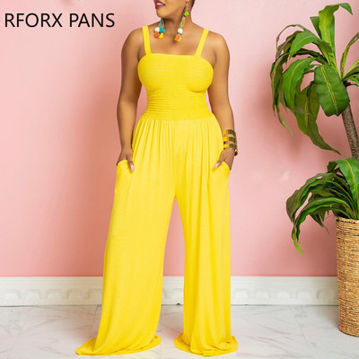 2023. Ženski jednobojni, debeli naramenici, plisirani široki seksi kombinezoni s ravnim nogavicama bez rukava