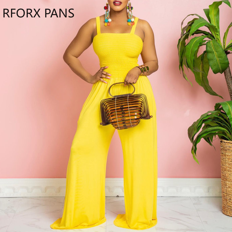 2023. Ženski jednobojni, debeli naramenici, plisirani široki seksi kombinezoni s ravnim nogavicama bez rukava