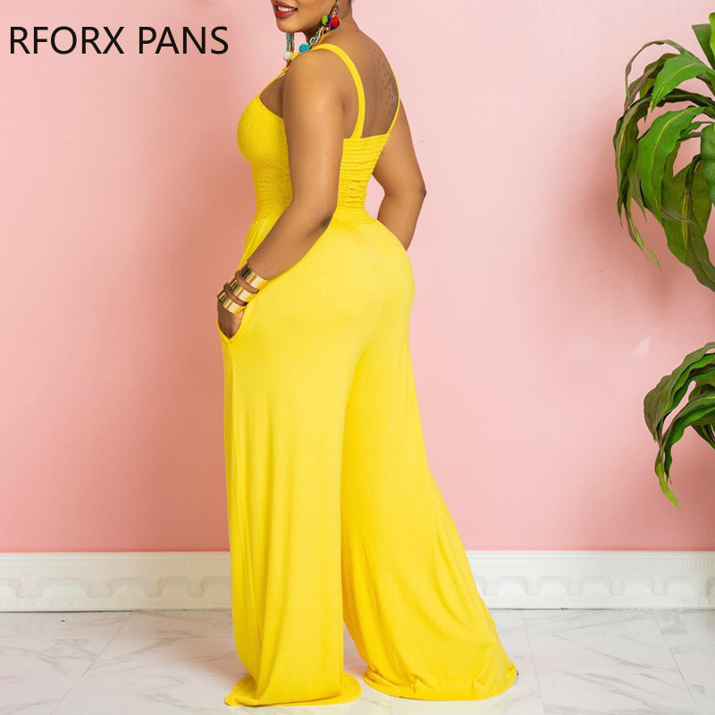 2023. Ženski jednobojni, debeli naramenici, plisirani široki seksi kombinezoni s ravnim nogavicama bez rukava