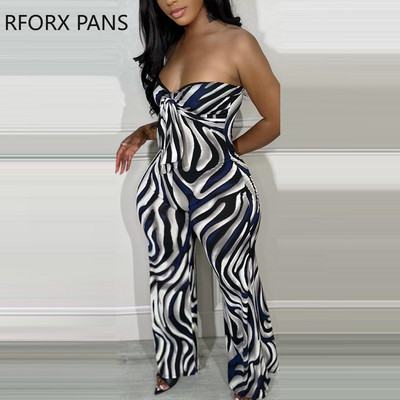 2023. Ženski elegantni kombinezon bez naramenica s printom bez rukava Seksi ljetni kombinezon