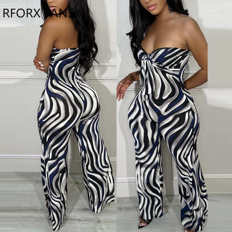 2023. Ženski elegantni kombinezon bez naramenica s printom bez rukava Seksi ljetni kombinezon