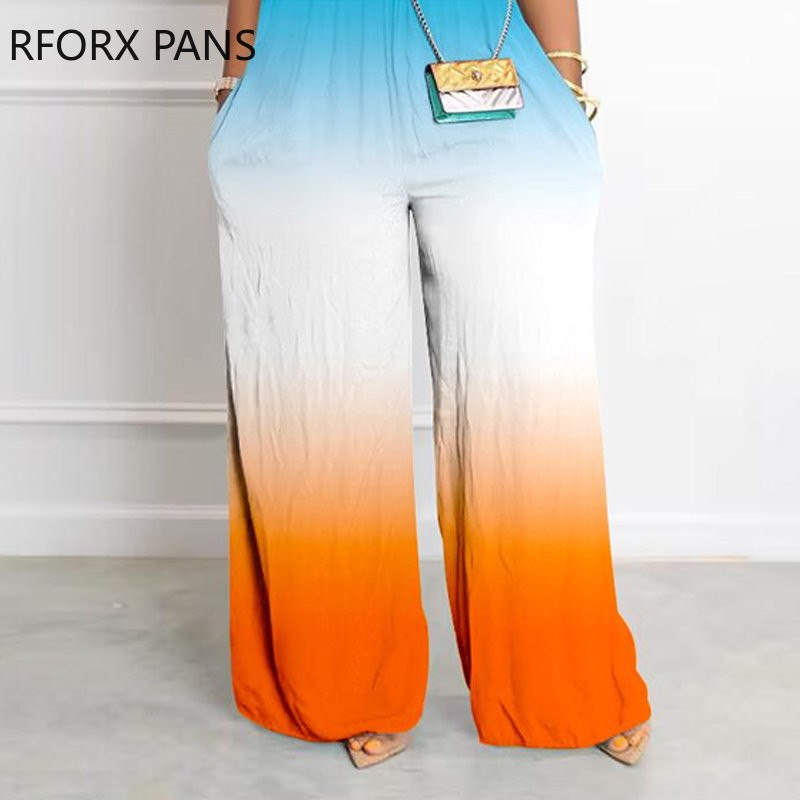 Naiste elegantsed päitsetega gradiendivärvi varrukateta taskuga vabad seksikad sirge säärega kombinesoonid