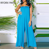 Ženski elegantni halteri, jednobojni špageti bez rukava na vezivanje, široki seksi kombinezoni ravnih nogavica