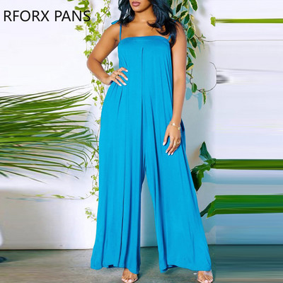 Ženski elegantni halteri, jednobojni špageti bez rukava na vezivanje, široki seksi kombinezoni ravnih nogavica