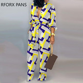 Γυναικεία κομψή γεωμετρική στάμπα Φύλλα με σχέδιο τσέπης Σέξι φόρμα με ίσια κουμπιά