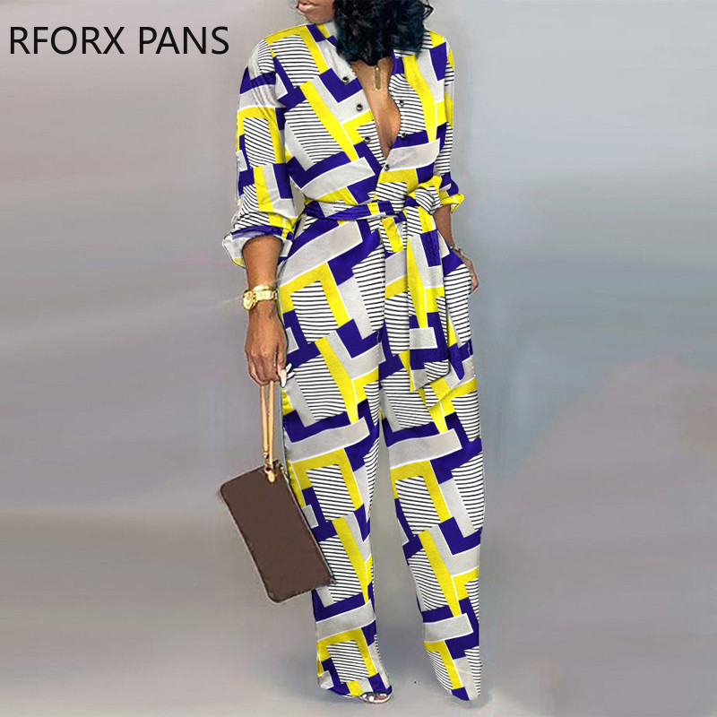 Γυναικεία κομψή γεωμετρική στάμπα Φύλλα με σχέδιο τσέπης Σέξι φόρμα με ίσια κουμπιά