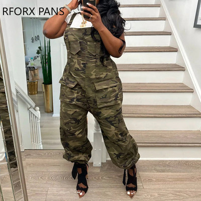 2023. Ženski kombinezon s kamuflažnim uzorkom s višestrukim pastelnim dekorom s džepovima i tregerima s debelim remenima