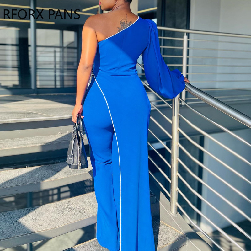 2023., ženski elegantni, dijagonalni ovratnik, jedno rame, svečani radni ravni rukavi, kombinezoni