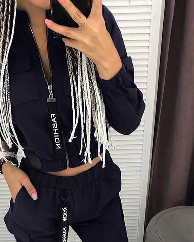 2023. Ženska odjeća Sportsko odijelo s patentnim zatvaračem Vruća rasprodaja, ulična, ležerna, uska, proljeće, ljeto, vojno zelena jakna, hlače, modni set od 2 komada