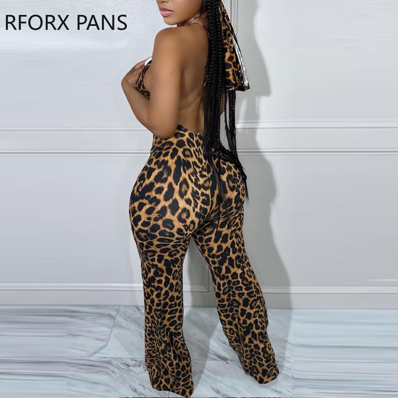 2023. Ženski seksi kombinezoni s ravnim nogavicama bez rukava s naramenicama i leopard uzorkom